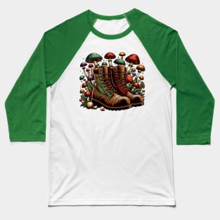 Camping boots with mushrooms Baseball T-Shirt